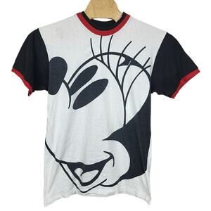 Vintage Disney Original Minnie Mouse All Over Ringer T Shirt Large L